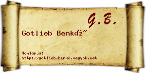 Gotlieb Benkő névjegykártya